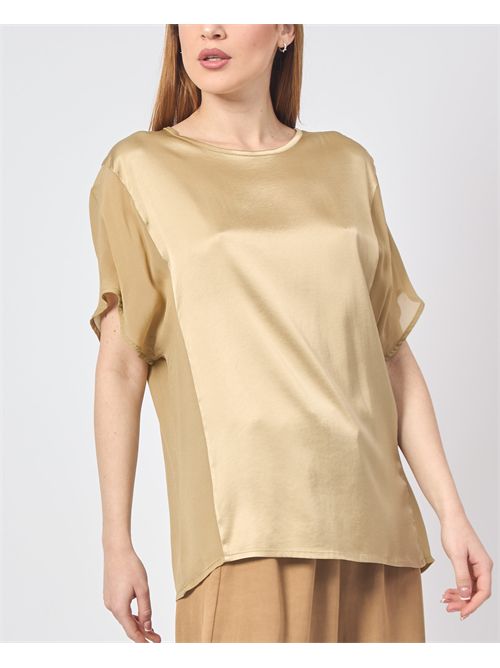 Manila Grance women's blouse in satin and georgette MANILA GRACE | C037VUMA002